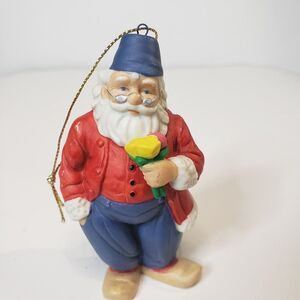 Vintage 90s Christmas Around the World Porcelain Holland Santa Ornament